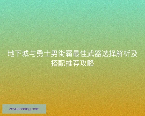 地下城与勇士男街霸最佳武器选择解析及搭配推荐攻略