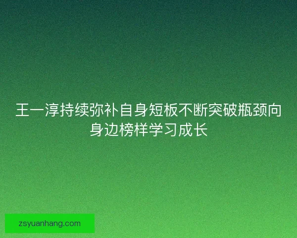 王一淳持续弥补自身短板不断突破瓶颈向身边榜样学习成长