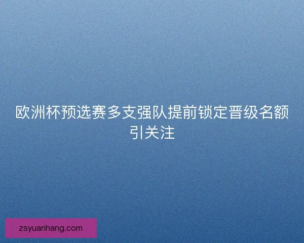 欧洲杯预选赛多支强队提前锁定晋级名额引关注